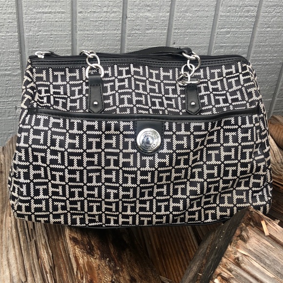 Tommy Hilfiger Handbag Purse with leather trim and base! Very Classy! - Picture 2 of 10